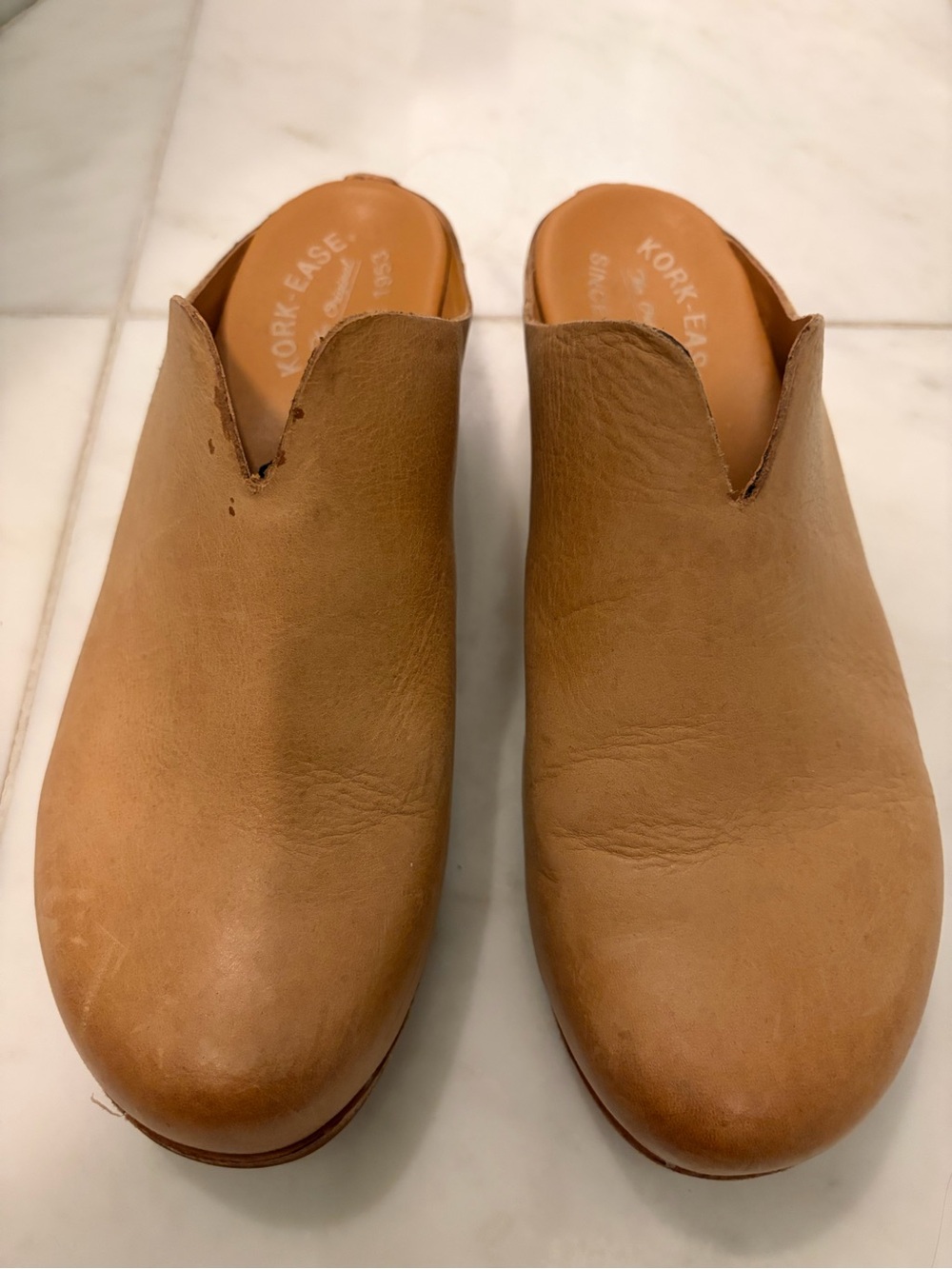 Kork-Ease Women's Cognac Leather Slip-On Clogs